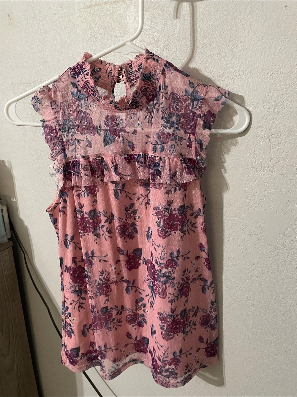 Pink Floral Ruffle Shirt
